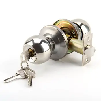 

Brushed Chrome Stainless Steel Entrance Door Knobs Handles Lock Latch With 3 KEY