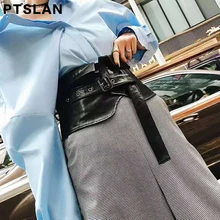 Ptslan new arrival famous brand genuine leather Cummerbunds women female real leather jacket coat