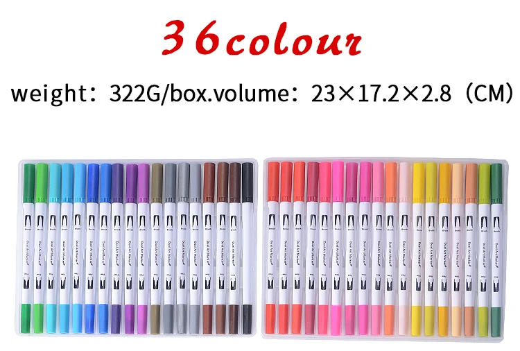 12/18/24/36/48/72/100 шт. цветов тонко пишущие художественный Маркер ручки Акварель Рисование Раскрашивание двойной наконечник кисть школьные принадлежности