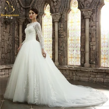 Bealegantom New Long Sleeves Lace Wedding Dresses 2017 Beaded Appliques Plus Size Bridal Gowns Vestido De Novia QA1132