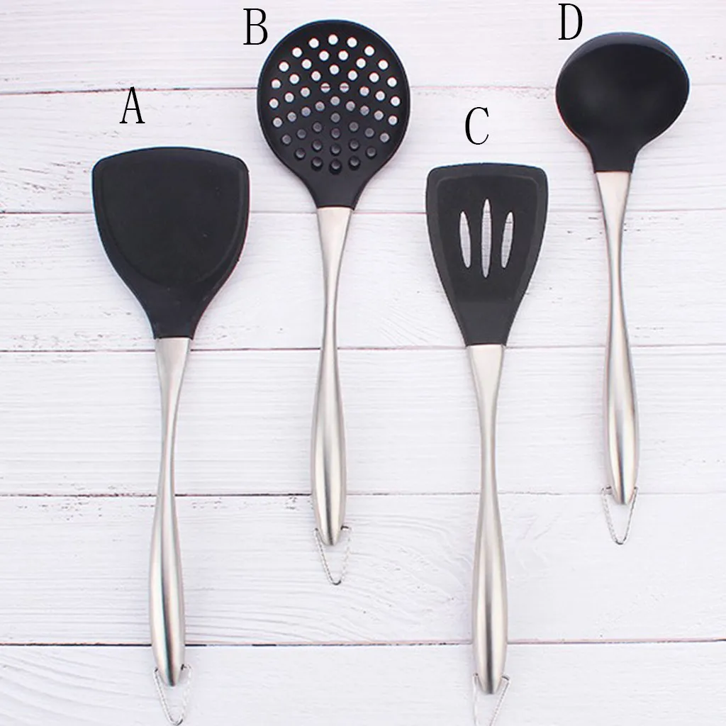 

Stainless steel and silicone Cooking Utensils Set Nonstick Cookware Turner Soup Spoon Spatula Kitchenware Set Kitchen Supplies