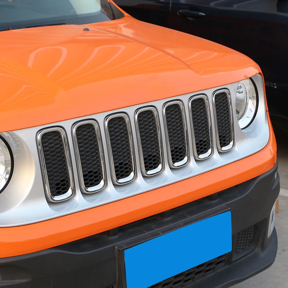 7 Автомобильная передняя решетка крышка Хром ABS амортизаторы защита серебряная