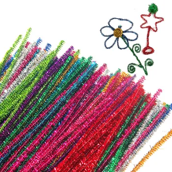 

100pcs/lot 6MM Glitter Montessori Chenille Stems Pipe Cleaners Kids Toys DIY Handicraft Materials For Creative Educational Toys