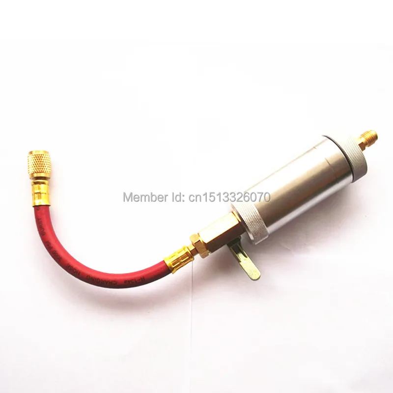 New R134A AC Car Automotive AC Oil&Dye Injector R134 R12 R22 Injection Tool  In Line Oil Dye Injector With 14 Swivel Low Side (7)