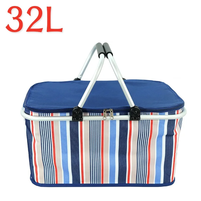 

32L Quick Folding Cooler Bag Aluminum Alloy Frame Thermal Insulation Car ice pack Picnic Food Refrigerator Oxford Cooler bags