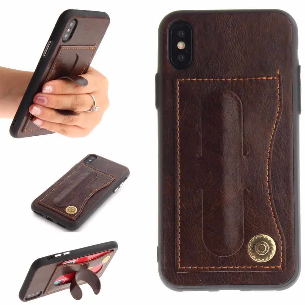 Подставка для кредитных карт чехол для iPhone 6 6 S 6 Plus 6 SPlus 7 7 Plus 8 8 Plus кошелек кронштейн для ПК роскошный цветной кожаный чехол для iPhone 10