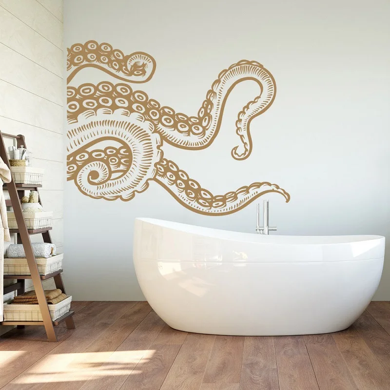 Zee dier gigantische octopus tentakels виниловые muur аппликация морской стихл badkamer Home decoratie beweegbare kunst обои YS09