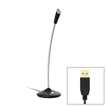 

HAWEEL Desktop Gooseneck Adjustable USB Wired Audio Microphone, Built-in Sound Card, Compatible with PC / Mac for Show, KTV, etc