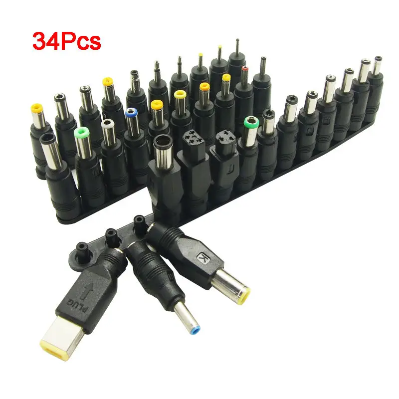 

Newest 34pcs/Set 5.5x2.1mm Multi-type Male Jack for DC Plugs for AC Power Adapter Computer Cables Connectors for Notebook Laptop