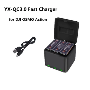 

YX QC3.0 Fast Charging One Drag Three Charger Storage Type Charging Box For DJI OSMO ACTION Sports Camera Lithium Battery