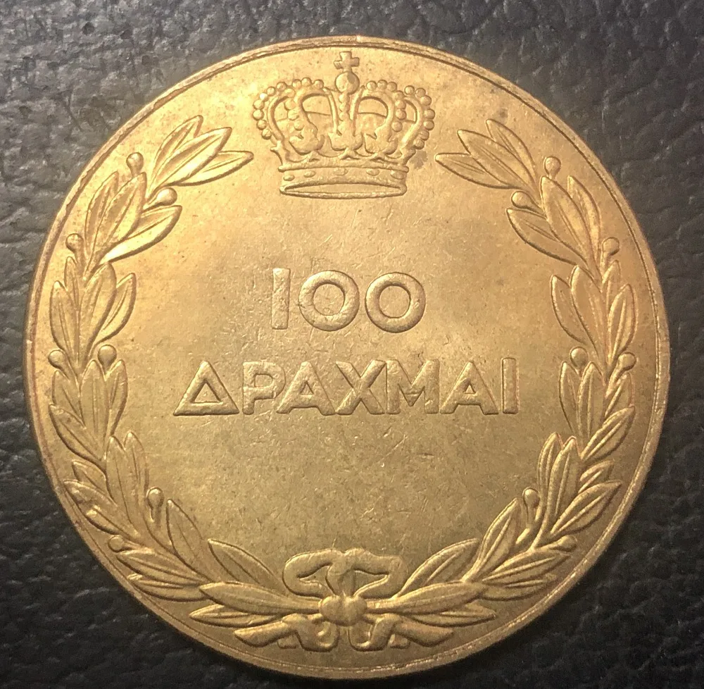 1940 ГРЕЦИЯ 100 драхмай Джордж II восстановление монархии Золотая копия