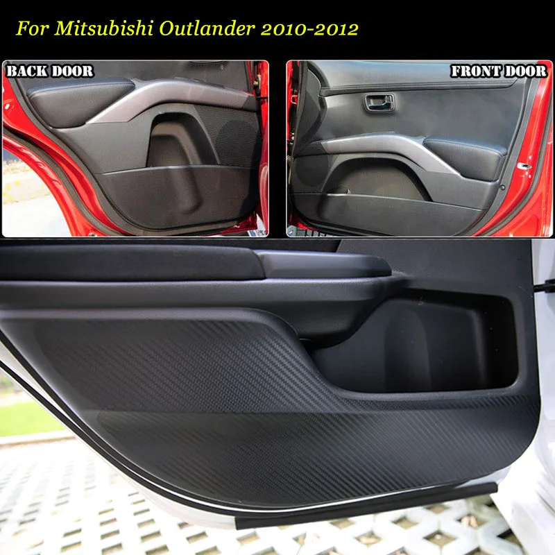 

Teeze 4pcs New Interior Carbon Fiber Doors Side Edge Anti-kick Protection Pad Sticker For Mitsubishi Outlander 2010-2012