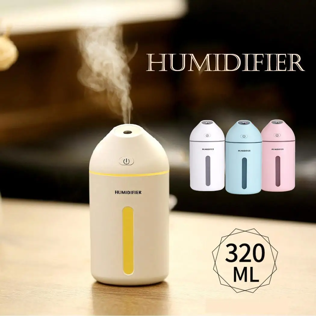 

320ml USB Mini Humidifier Portable LED Night Light Mist Purifier Home Car Aroma Essential Oil Diffuser Fog Maker Air Purifier