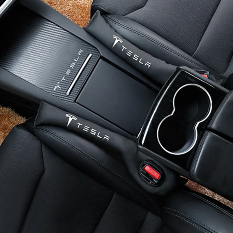 

2x Car Styling Seat Gap Filler Organizer Leak Proof Pad PU Leather Fit Car Accessories for Tesla MODEL 3 Model X Model S