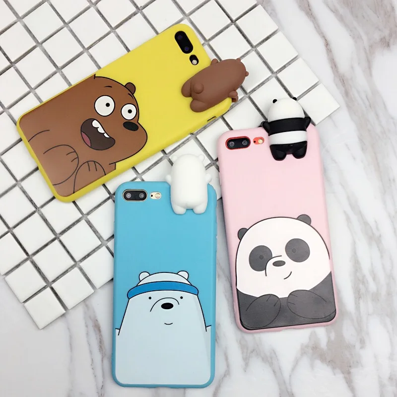 

For iphone 5 5s 6 6s 7 8 plus 10 X cover 3D Cute Cartoon We Bare Bears brothers funny toys soft phone case for iphone 7 6S Cases