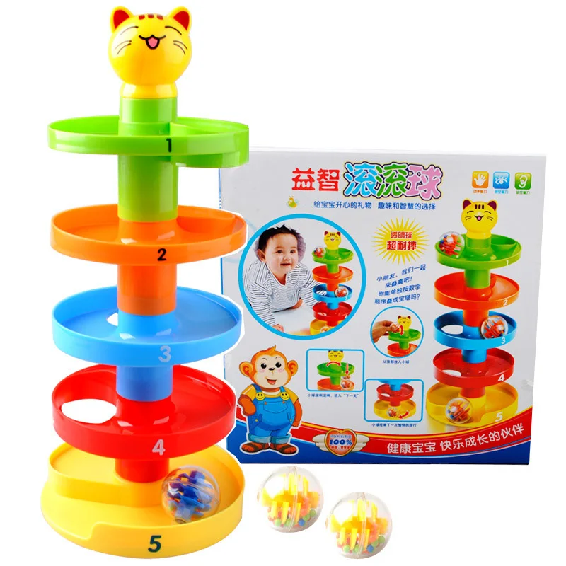 New Baby Toys Tower Puzzle Rolling Ball Bell Stackers Kids Toys Developmental Educational Toy