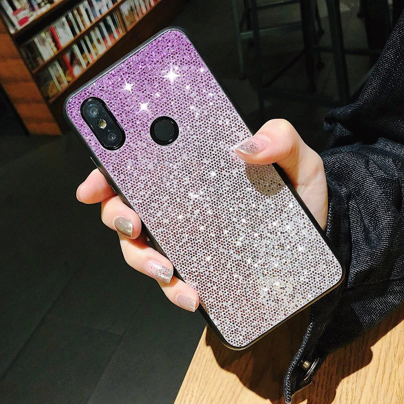 Градиентый блестящий чехол для Xiaomi mi 8 SE 5X A1 6X A2 мягкий силиконовый украшенная