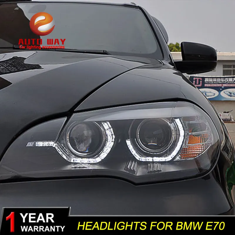 Автомобильный Стильный чехол на голову для BMW X5 E70 2007-2010 фары X5 E70 светодиодный фары DRL Объектив Двойной Луч Биксенон HID