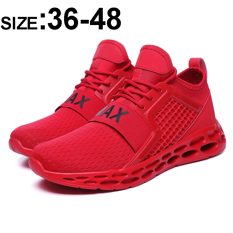 red athletic shoes