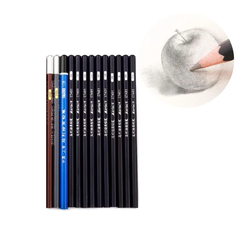 

13Pcs/Set Standard Drawing Sketching Pencils 2H-14B Soft Artist Charcoal Sketch Painting Draft Pencil Set R3