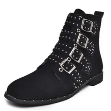 Onke женщина, ходить зимняя обувь ботильоны с пряжкой со змеиным принтом leathe пинетки Для женщин на низком каблуке Дамская прогулочная обувь botas mujer