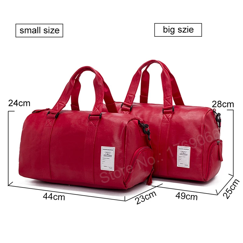 Мужская спортивная сумка из искусственной кожи, топ, женская сумка для спортивной обуви для женщин, фитнес через плечо, сумка для йоги, дорожные сумки, черный, красный цвет, XA567WD