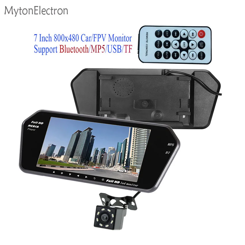 

8 LED Backup Night vision Rear view Parking reverse Camera + Bluetooth MP5 TF USB 800*480 FPV / Car Mirror Monitor 7 inch screen