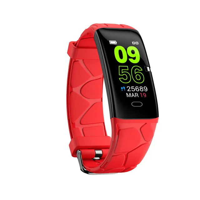 Tinymons E58 Смарт-часы с дыхательным светом кровяное давление пульсометр спортивный трекер умный Браслет для IOS Android - Цвет: Red