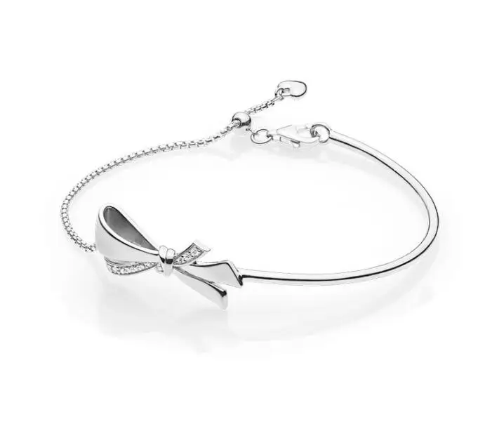 

925 Sterling Silver Brilliant Bow Tie Pandora Bracelet With Cubic Zircon 2018 Mother's Day Bracelet Fine Jewelry Making