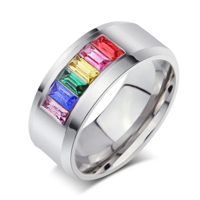 

Fashion Multicolor Crystal Ring for women and men stainless steel jewerly promotion wholesale