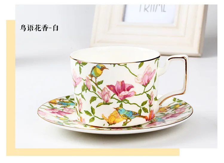 Экспортный высококачественный 45% костяной фарфор кофейные чашки и наборы блюдец глазурь цветок керамические кофейные чашки и блюдца - Цвет: white