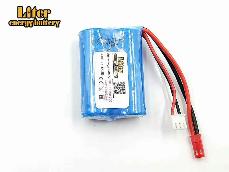 2 шт. 7,4 V 1300 mAH литий-полимерный Батарея для Huanqi 827 871 MJX T10 T11 T34 7012 RC лодка Lipo Батарея 7,4 V 1300 мА/ч, 20C 18500