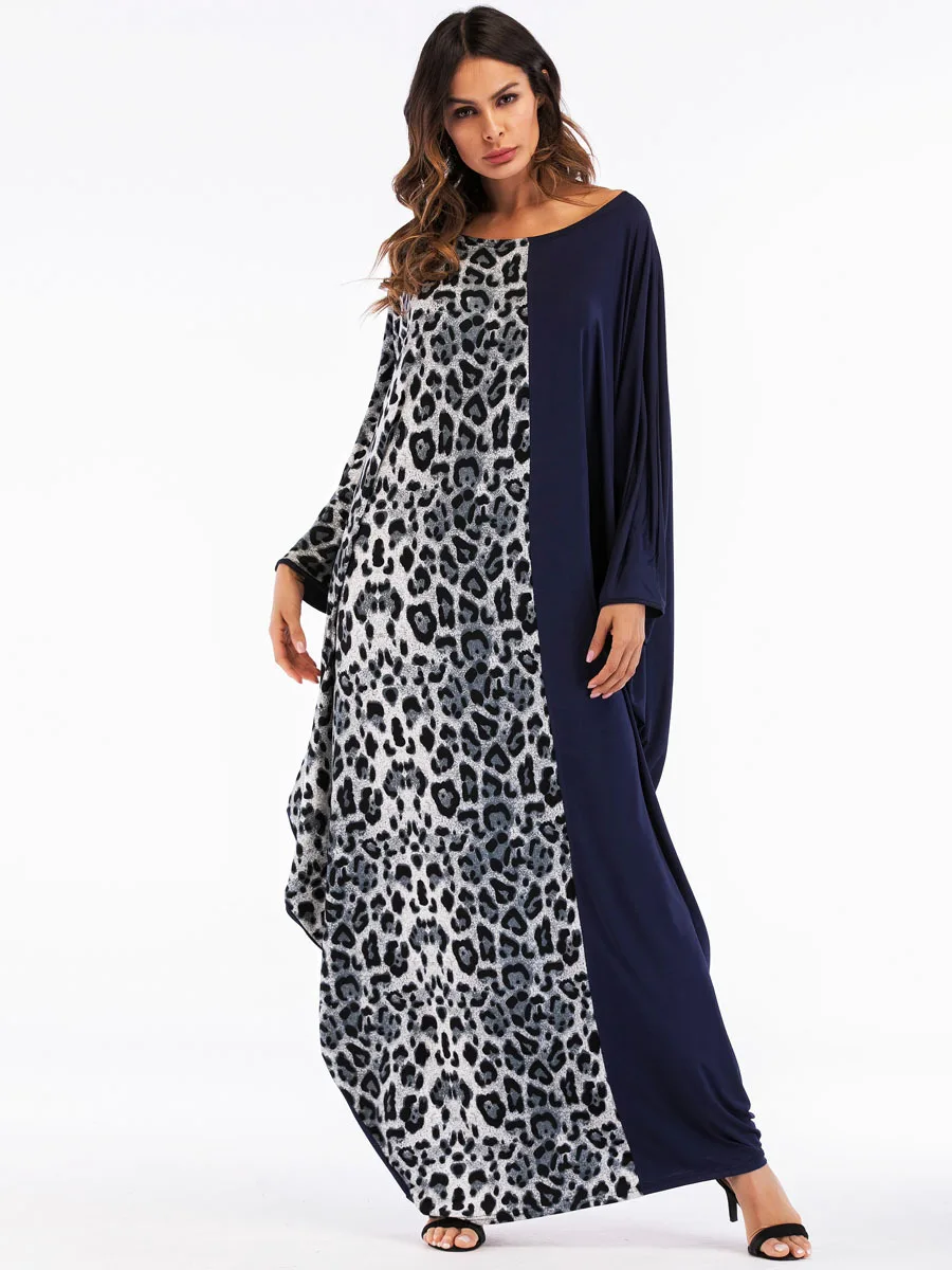 Африканская одежда для женщин платья летучая мышь эластичные Модальные Дашики Базен черный леопардовый принт Южная Африка Длинное Макси платье