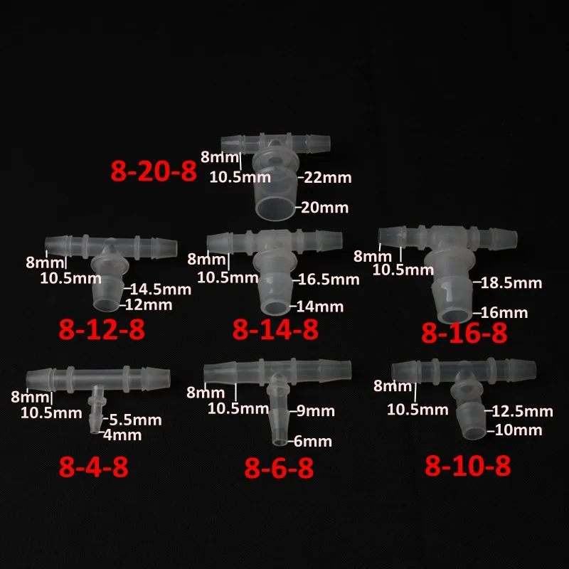 4 шт. PP 8 мм 10 мм Т-образный редуктор разъем для водяного насоса Силиконовое Трубное соединение мягкий шланг адаптер микроорошение для сада разъем
