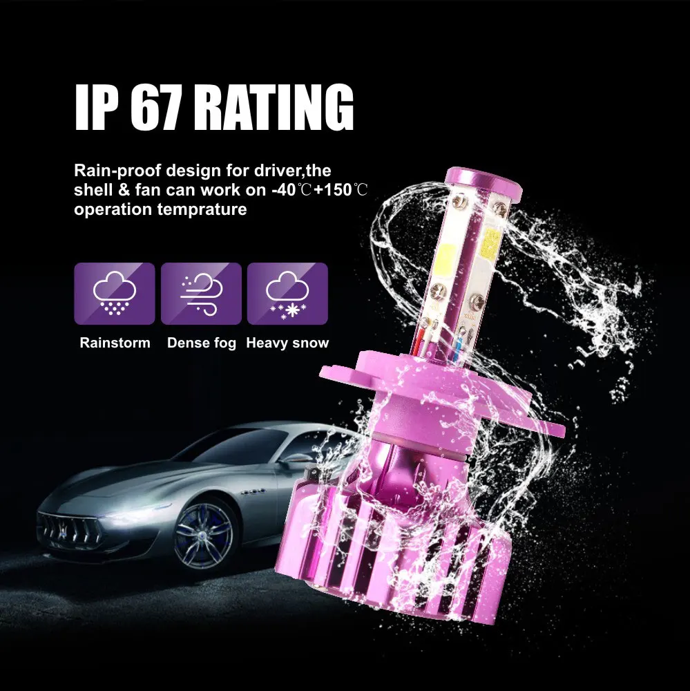 CarTnT 2 шт. светодиодный H4 H7 H1 H3 H11 H8 H9 9005 HB3 9006 HB4 светодиодный фар 72 Вт 8000LM 6500 к противотуманная фара лампы 24V светодиодный лампы лампа с CANBUS