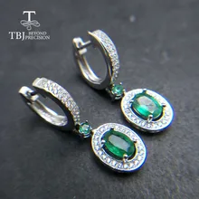 TBJ, новые классические серьги с хорошей застежкой, натуральный зелёный Изумрудный камень, ювелирные изделия из стерлингового серебра 925 пробы для юбилея, лучший подарок