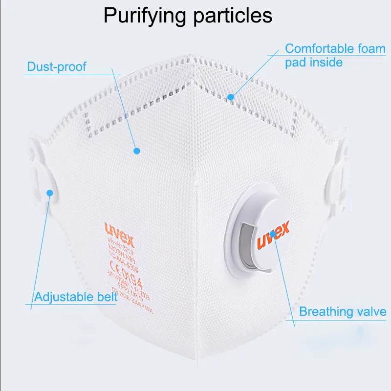 UVEX 3210 Пылезащитная маска FFP2 уровень защитная маска Анти-туман PM2.5 сажевый респиратор Пылезащитный кухонные рабочие защитные маски