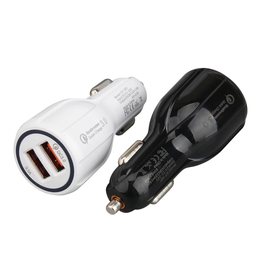 Автомобильный Зарядное устройство с двумя портами USB для быстрой зарядки 3,0 для samsung S10 плюс QC 3,0 телефон Зарядное устройство Автомобильный адаптер-Зарядное устройство для Xiaomi Mi 500 шт