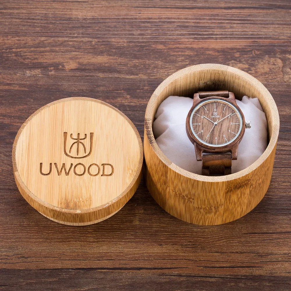 2019 Uwood деревянный часы Дерево для мужчин наручные часы Деревянный ремешок Японии Move' 2035 кварцевые модные деревянные часы relogio masculino