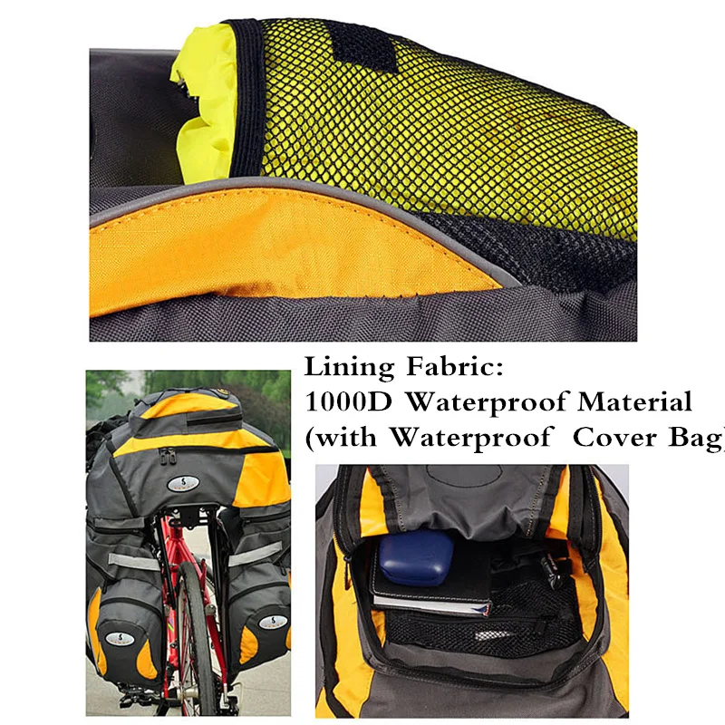 Best 65L Large Cycling Saddle Bags for bicycle Accessories 600D Oxford Waterproof Bicycle Rear Seat Bag Pannier Long-distance Cycling 4