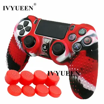 

IVYUEEN for PlayStation Dualshock 4 PS4 Pro Slim Controller Anti-slip Silicone Case Skin & 8 Analog Thumb Sticks Grip Cover Caps