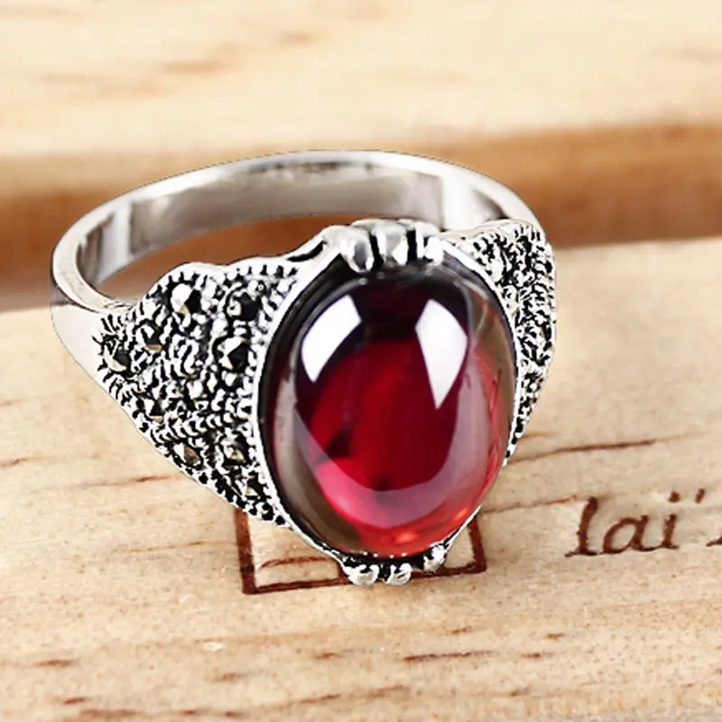 JIASHUNTAI, винтажные серебряные кольца для женщин, Ретро стиль, коготь дракона, кольца на палец, 925 пробы, серебряные ювелирные изделия для женщин - Цвет основного камня: Red