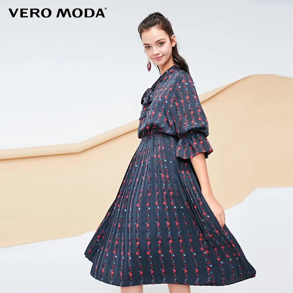 Vero Moda женское платье с национальным принтом v-образным вырезом на шнуровке плиссированное платье в стиле бохо | 31836Z516