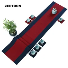 Японский стиль двойной льняной сплошной цвет Настольная дорожка чайная церемония чайный коврик чайный набор кунг-фу аксессуары креативный домашний орнамент