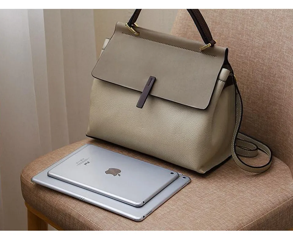 Couro genuíno causal totes mulheres bolsas de