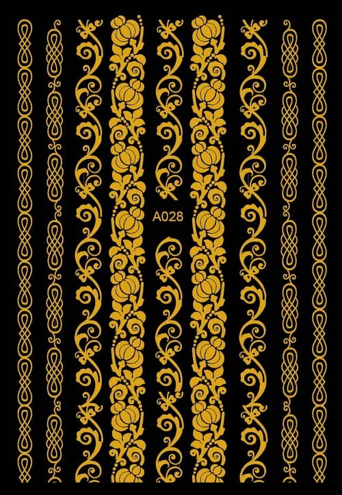 

30 Styles! Fashion 3D Gold Designs Nail Decals Back Glue Nail Stickers For Nail Tips Beauty DIY