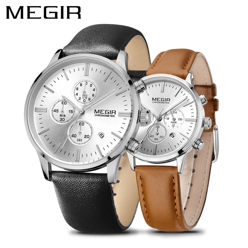 Relogio Masculino MEGIR мужские часы лучший бренд класса люкс кожа любителей кварцевые часы набор часов Horloges Mannen мужские наручные часы
