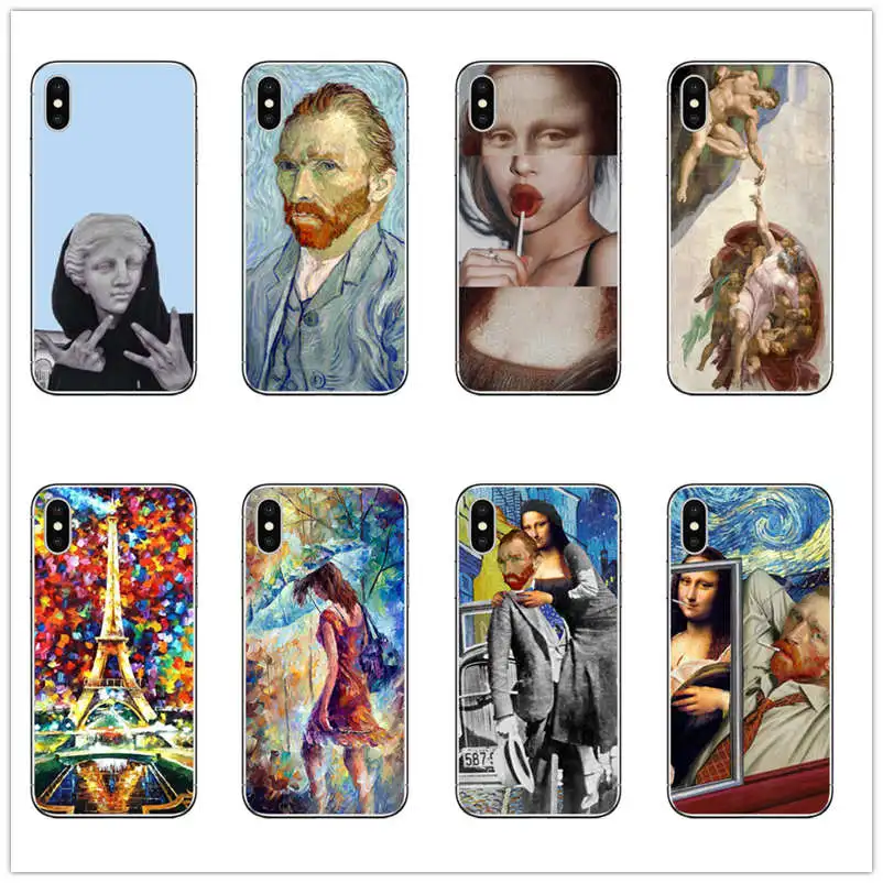 Van Gogh MONA LISA DAVID Phone Case Art Paint Pattern Print TPU Silicone for iphone 8