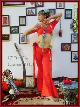 

Lycra cotton tribal Belly dance Sharp corners flare Pants with tape AJ15