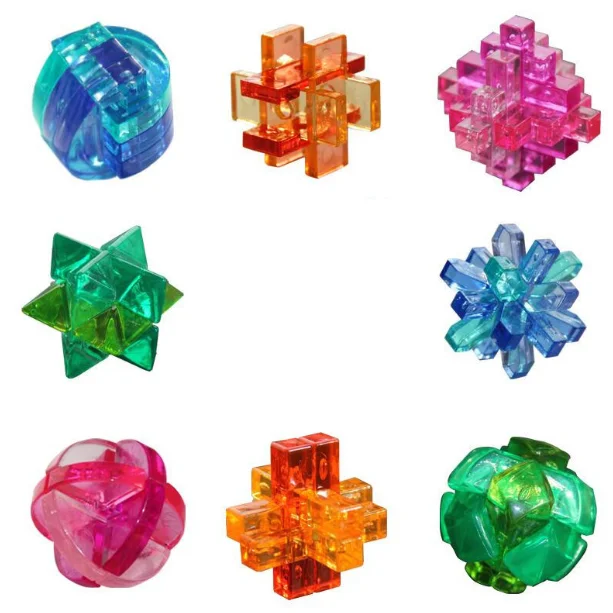 

New! 3D Crystal Luban Interlocking Puzzle Children's Toy Intelligence IQ Brain Teaser Kongmin Lock Intelligence Toy Kid Gift